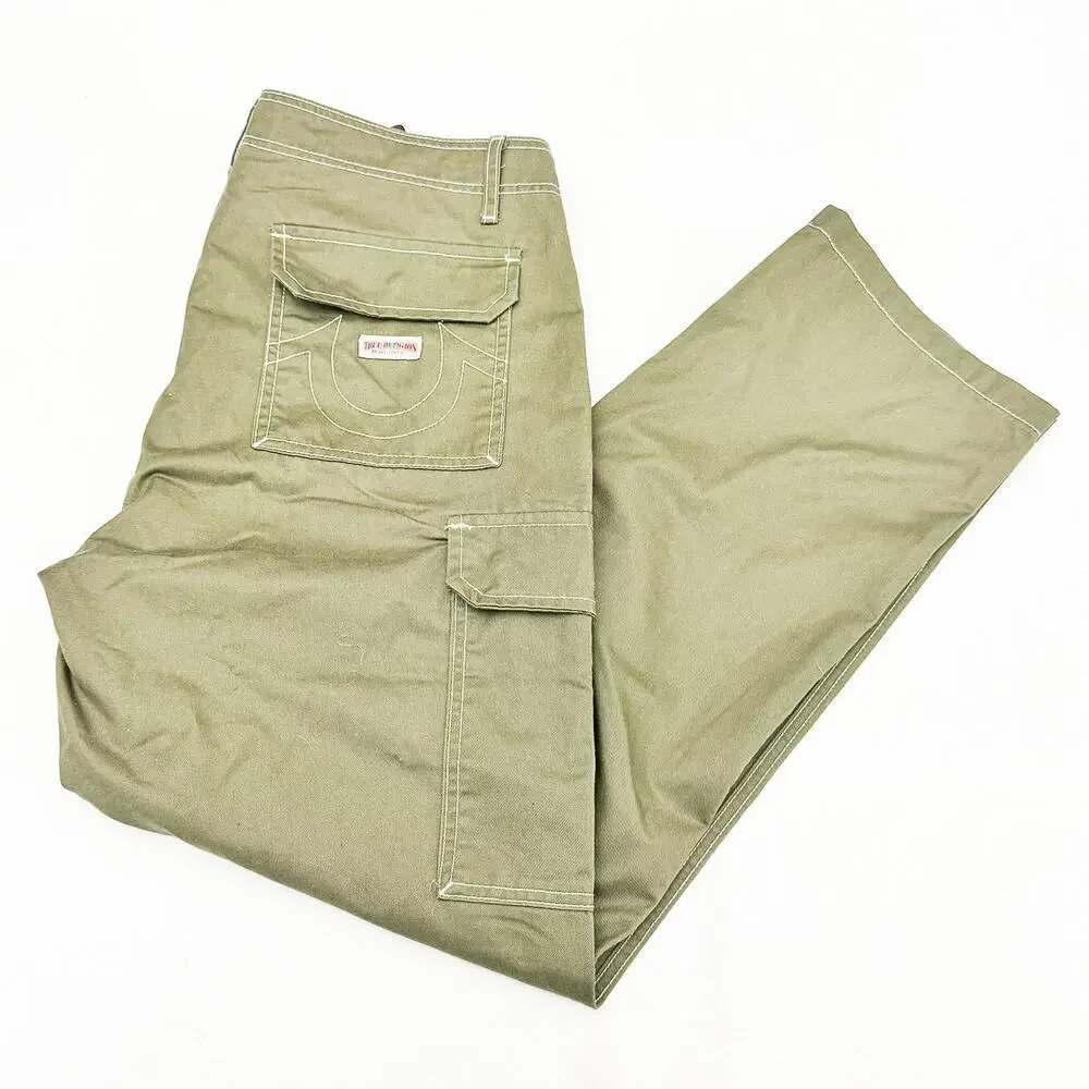 True Religion Men's Kalamata Cargo Pants Wide Leg Size 33 NWT